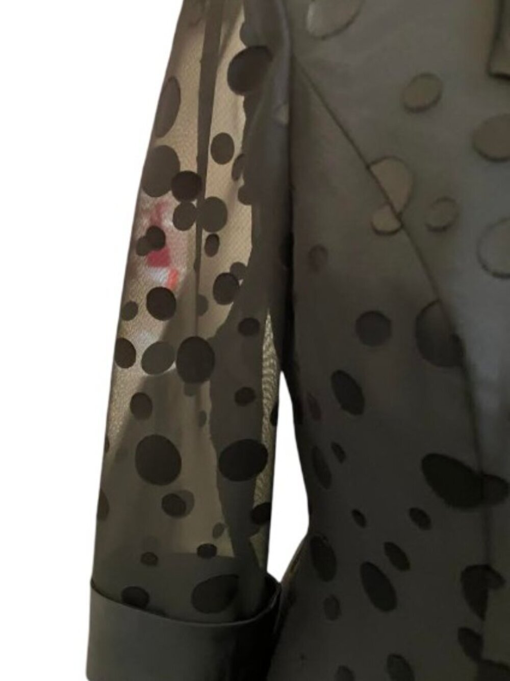 Alex Evenings Vintage 1990s Black Polka Dot Blazer with Sheer Sleeves Medium EUC - Picture 7 of 11